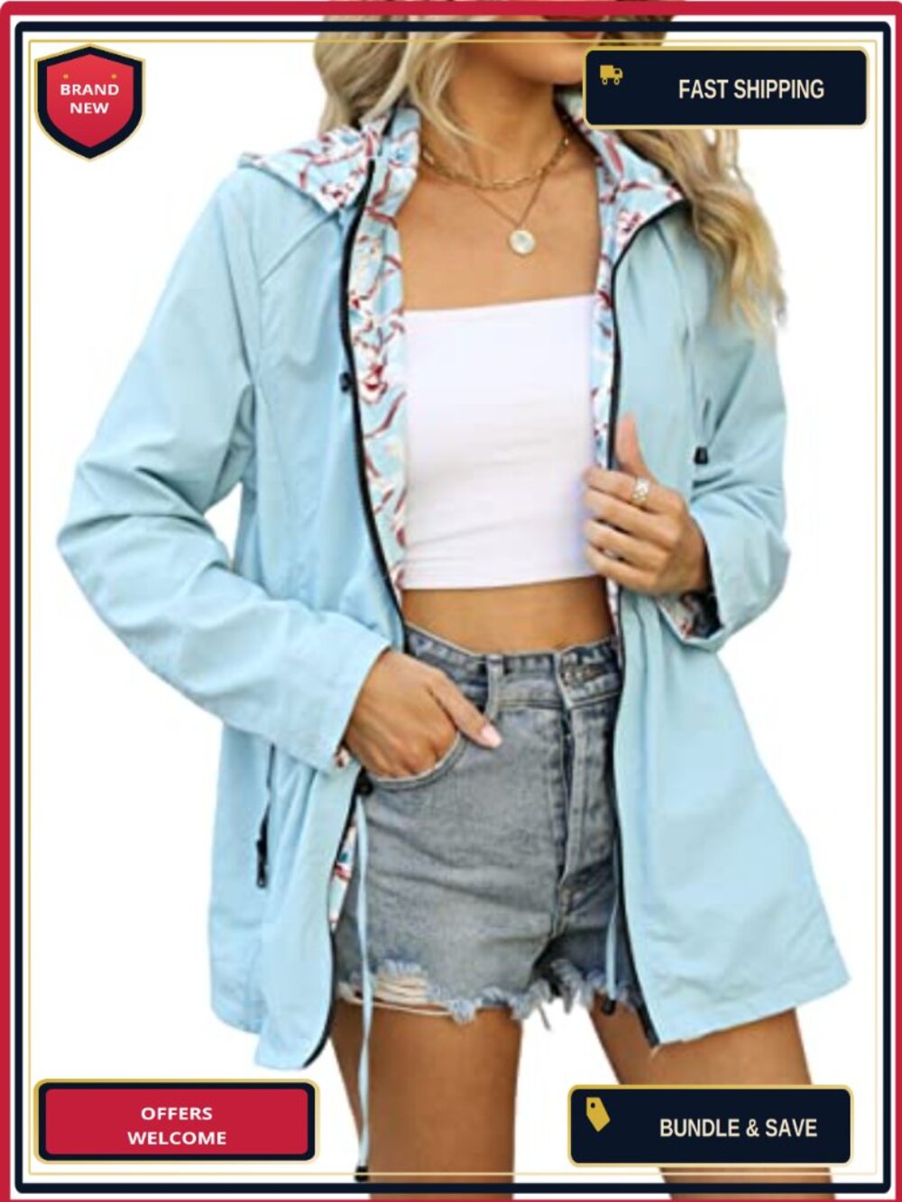 Women's Reversible Water-Resistant Packable Outdoor Jacket
